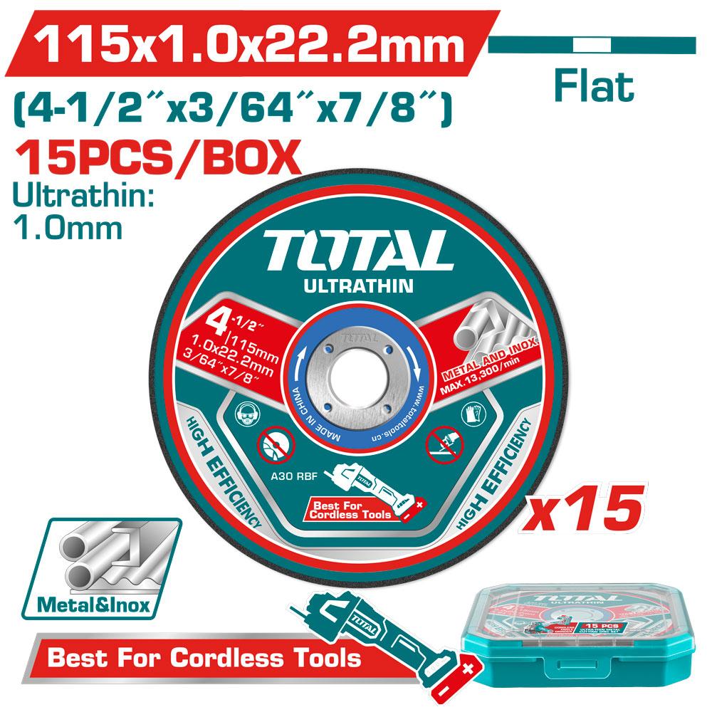 DISCO CORTE METAL/ACERO INOXIDABLE 4-1/2"" (PQT POR 15 UNDS) TOTAL (TAC1015115) Item: 24126