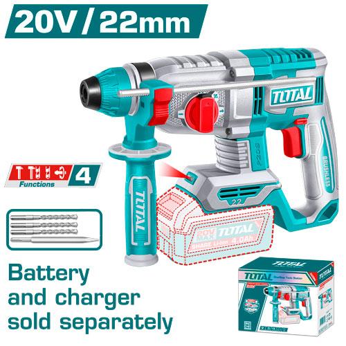 TALADRO ROTOMARTILLO 7/8"" 20V SDS PLUS 2.0 JULES BATERIA Y CARGADOR NO INCLUIDO INDUSTRIAL TOTAL (TRHLI22208) Item: 24104