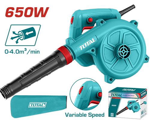 SOPLADORA 650W VELOCIDAD VARIABLE 120V MÁXIMA CAPACIDAD DE SOPLADO: 0-4.0M3/MIN INDUSTRIAL TOTAL (UTB6566) Item: 23835
