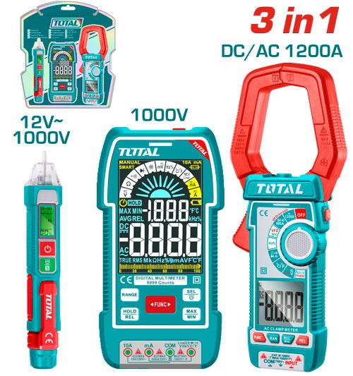 KIT MEDIDOR DE CORRIENTE DIGITAL INCLUYE PROBADOR - TESTER - PINZA SUPER TOTAL (TOS24069) Item: 23722
