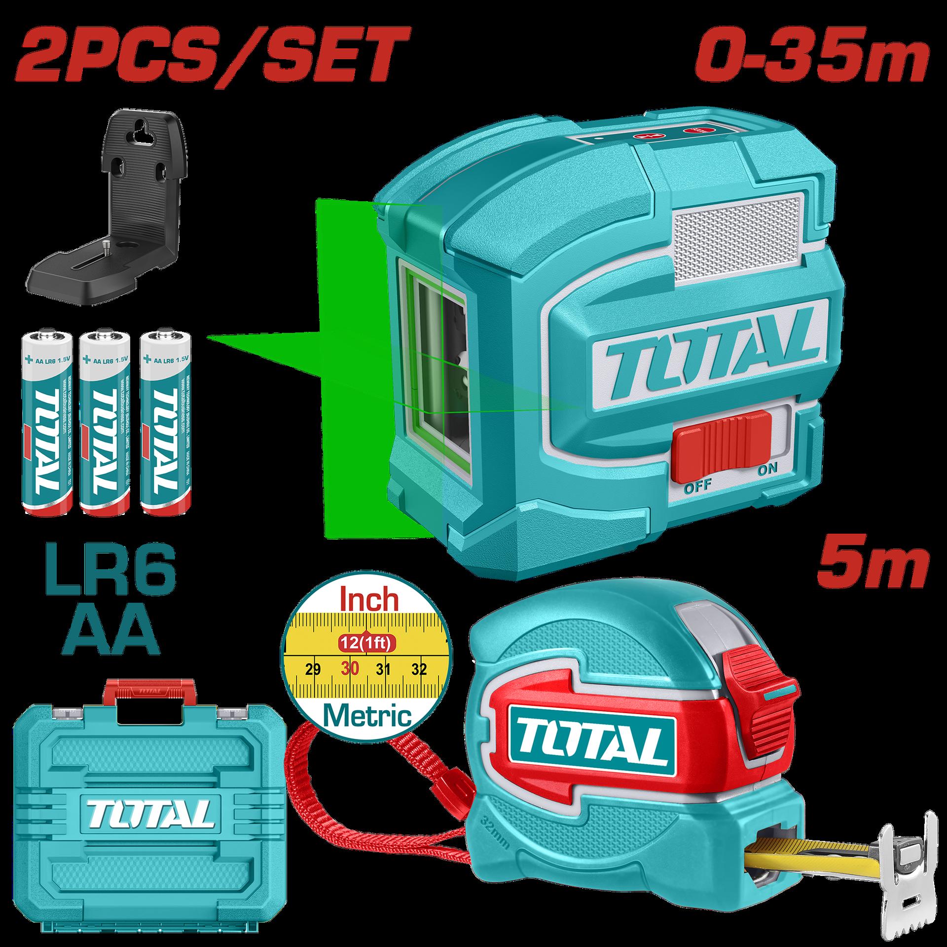KIT NIVEL LASER 0-35M LUZ VERDE 2 LINEAS + METRO 5MINDUSTRIAL SUPER TOTAL (TLL680081) Item: 23690