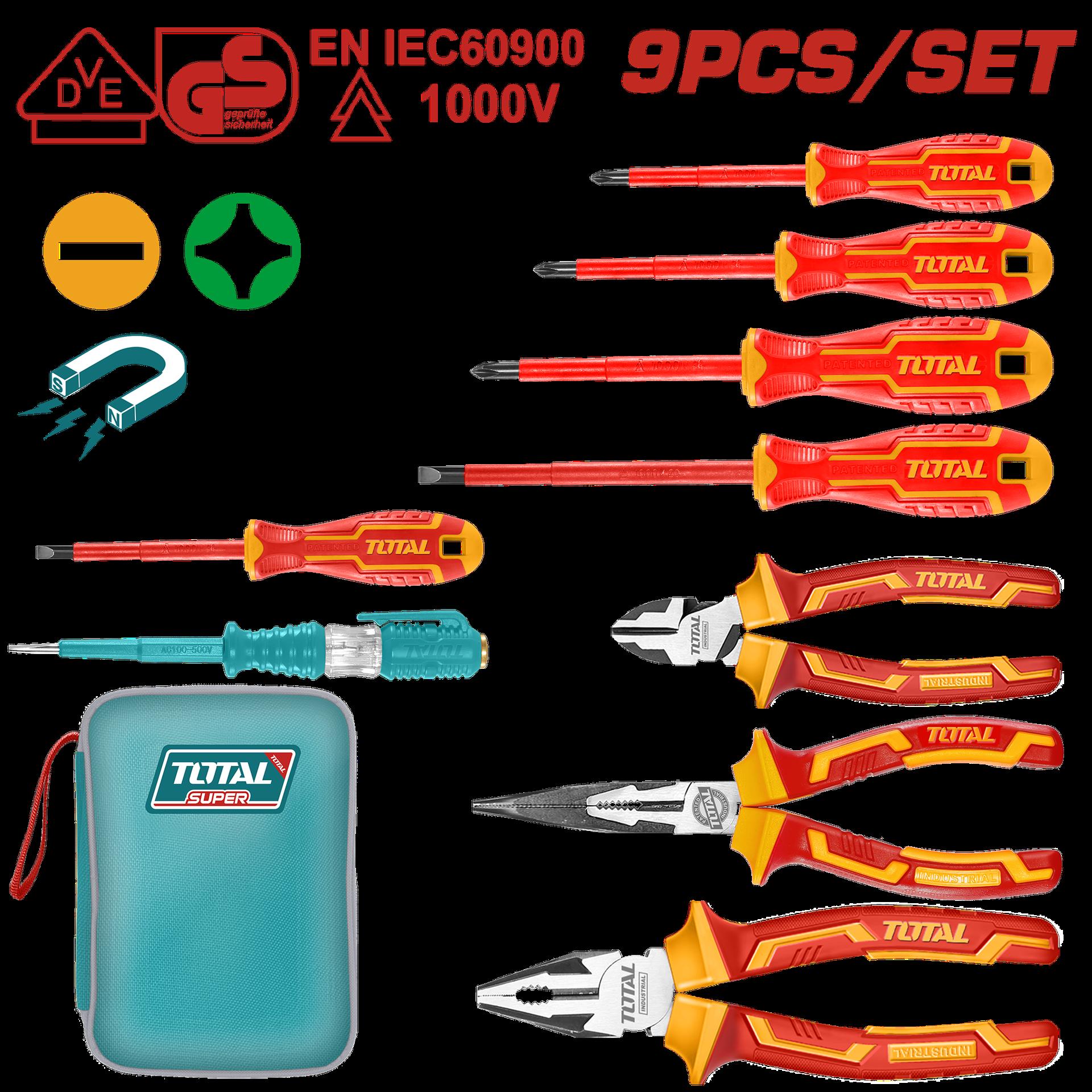 JUEGO DE HERRAMIENTA AISLADO X 9 PZS 1000V TOTAL (THKIST3092) Item: 23662