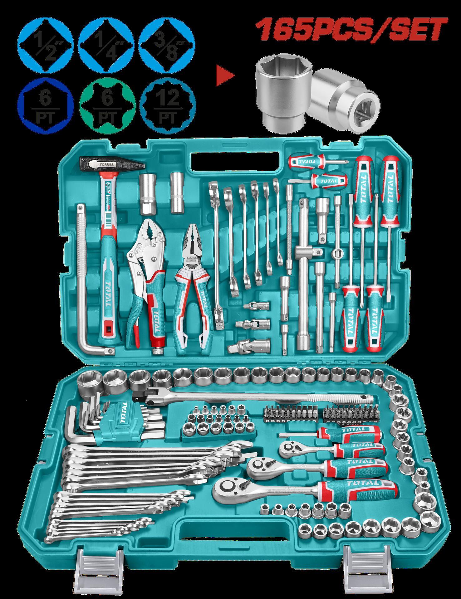 JUEGO DE HERRAMIENTAS 165 PZS INDUSTRIAL SUPER TOTAL ( THKTHP61657) Item: 23642